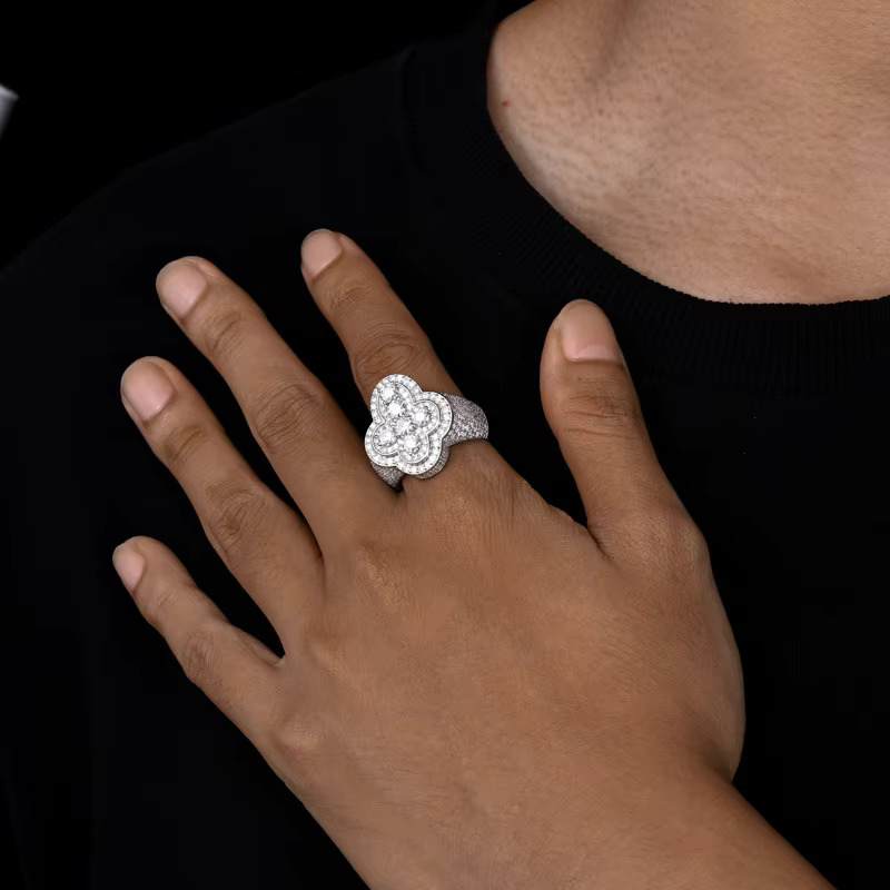 Rock Rapper Jewelry S925 Sterling Silver Cross Moissanite Hip Hop Full Iced Out Fashion Rings for Men