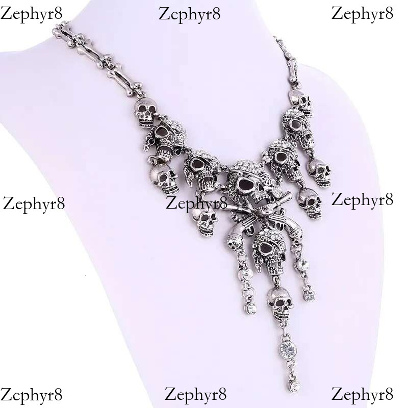 Classic Vintage Pirate Skeleton Skull Choker Necklace Pendant For Women Men Retro Rhie Biker Gothic Punk Party Jewelry