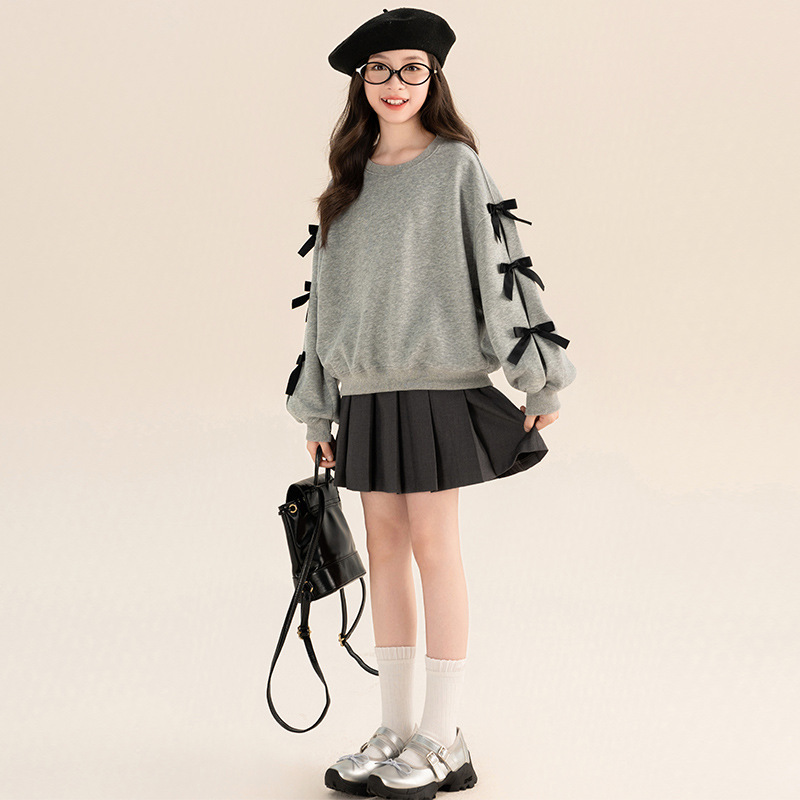 Ddmyshoesvip And Autumn Mid Sized Children S Girls Bow Hoodies Top Spring Clothes Korean Loose
