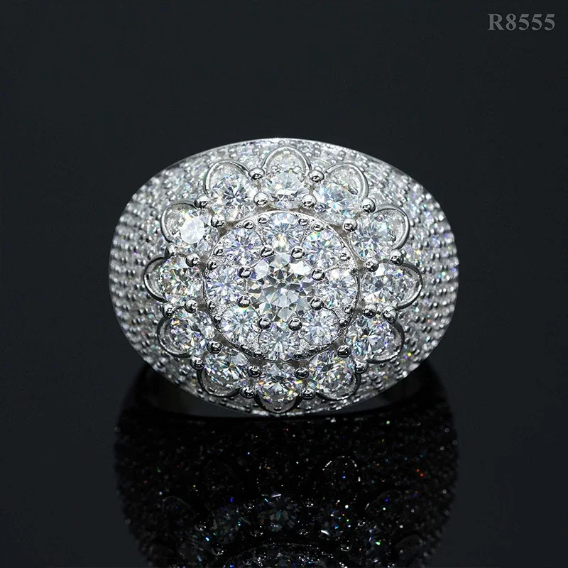 New Modern Moissanite Rings for Men Hip hop Mosaic Ring Original 925 Sterling Silver Jewelry Moissanite Diamond Rings for Men