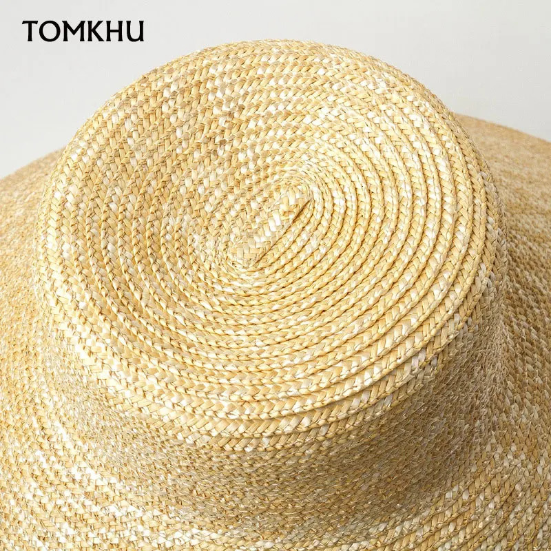 25cm Fashion Handmade Plus Big Brim Shaped Straw Hat Womens High Quality Beach Hat Large UV Bucket Hat Gift 250314