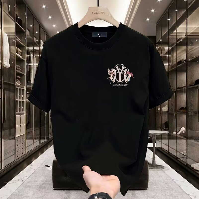Designer T-shirt 230g Thick Cotton Summer Short Sleeved Men's Printed Trendy Top Pure Cotton Brand Men's Outdoor Casual Breathable Loose