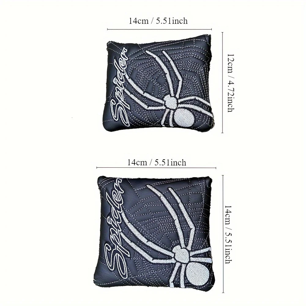 1pc Spider Embroidered Golf Putter Cover Waterproof And Wear-resistant Club Cover Durable PU Leather With Magnet Closure 250314
