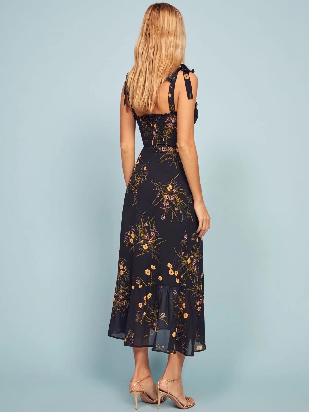 23 Summer New French Style Printed Slim Fit Vacation Dress Women's