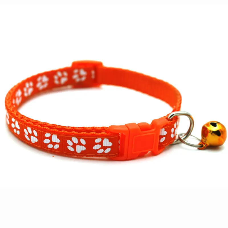 Pet Footprint Cat Dog Collars With Bell Adjustable Buckle Safety Small Cats Puppy Neck Collar Leash Pets Product 12 Colors DBC UPS