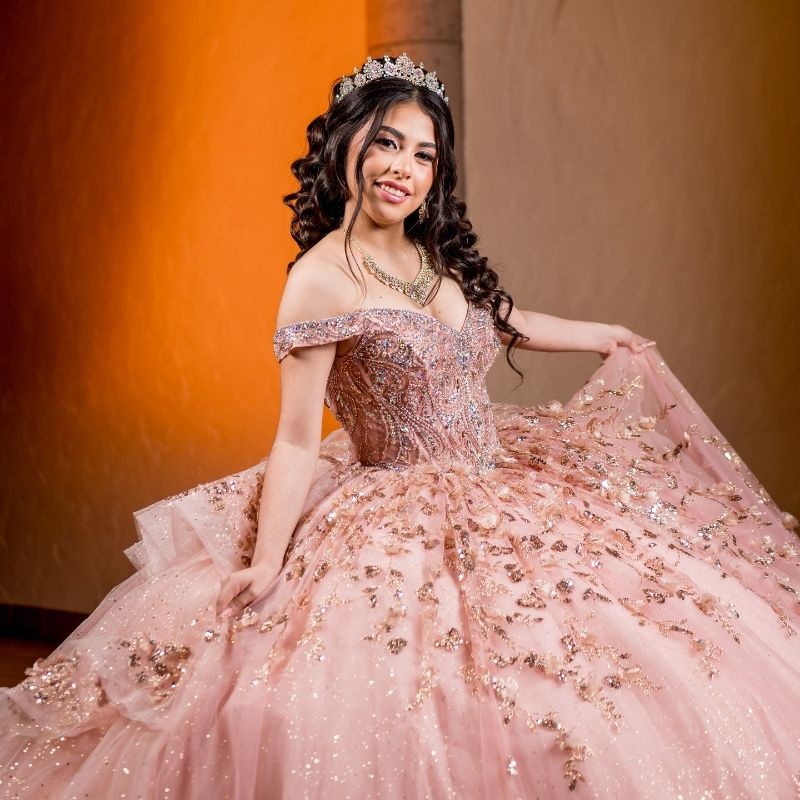 Pink Shiny Quinceanera Dress Off The Shoulder Sequin Applique Flower Beads Mexican Vestidos De 15 Anos Princess Sweet 16 Birthday XV Ball Gown
