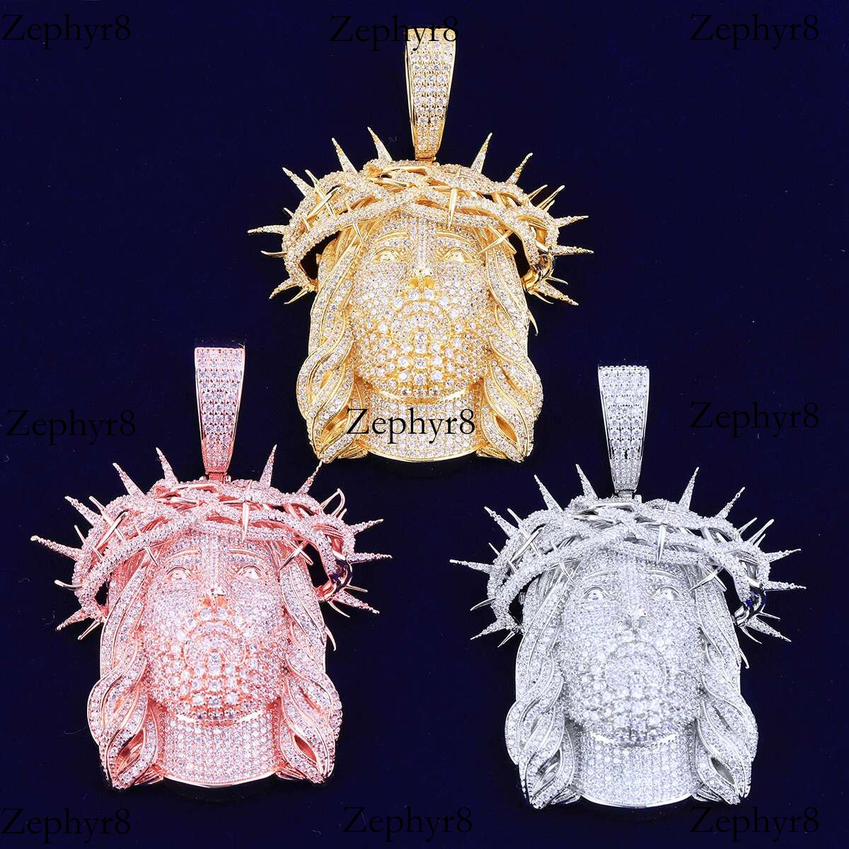 Bubble Letter Iced Out Ratten Jesus Necklace Pendant for Men Prong Setting Cubic Zirocnia Hip Hop Jewelry
