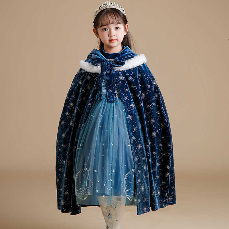 Girl's Dresses New Spring and Autumn Long sleeved Elsa Princess Dress Children's Dress Gold Velvet Girls' Dress Little Girl Performance