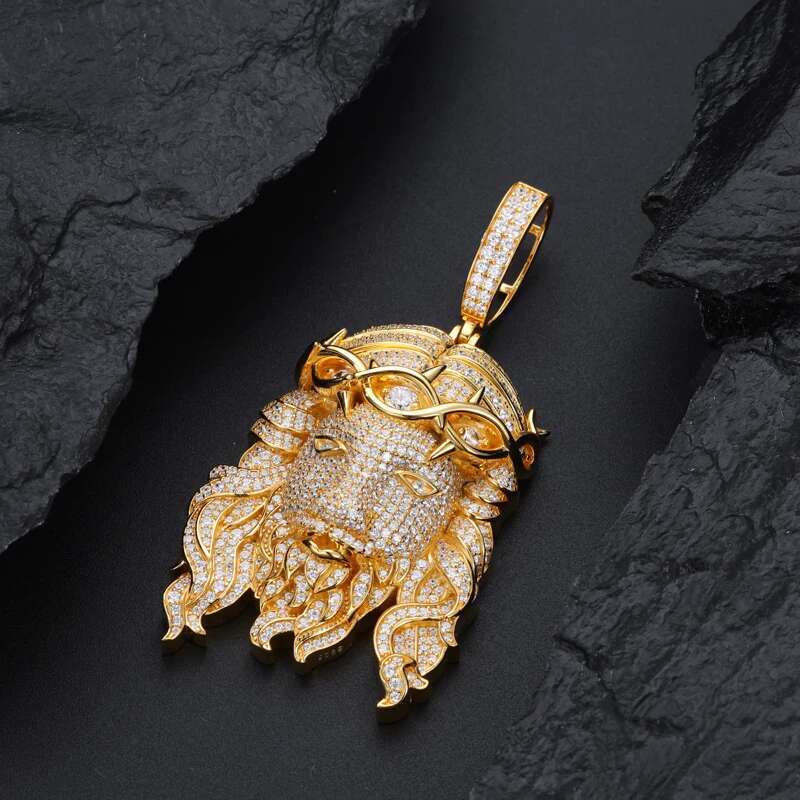TUHE Unisex High Quality D VVS Moissanite Iced Out Pendants Jesus For Men Hip Hop Jewelry