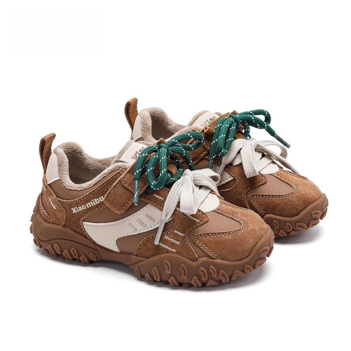 Athletic Outdoor Girls sports shoes 2025 winter new style with plush dad shoes two cotton childrens casual shoes boys thick childrens shoesY2503146K92
