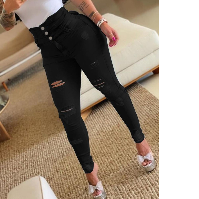 2025 Spring And Autumn New High Waist Skinny Denim Pants For Women, Hot Selling Piercing Small Legs