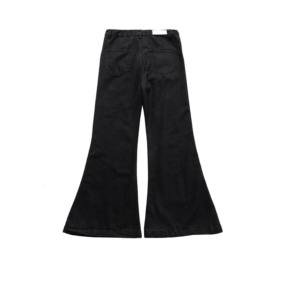 Black Vintage Jeans Flare Pants Mens RO Style Wide Leg Harajuku Solid Streetwear Y2K Baggy Casual Denim Trousers Oversized 250310