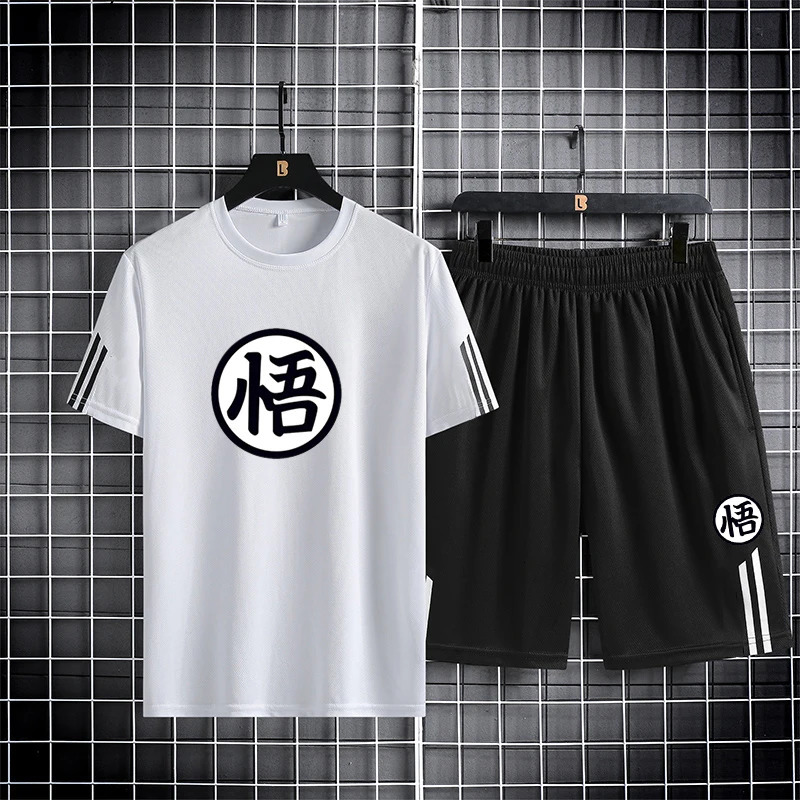 Trendy and fashionable three bar sports set mens casual and versatile loose fitting basketball suit outdoor running two-piece 250310
