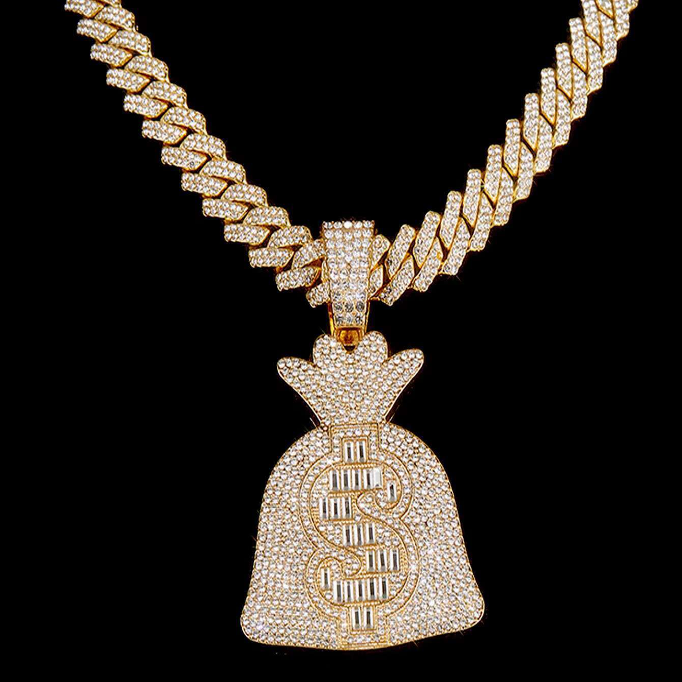 2025 New model Personalised Ice Candy Coin Money Bag Pendant Dia Cuban Necklace Hip Hop Rap Jewellery