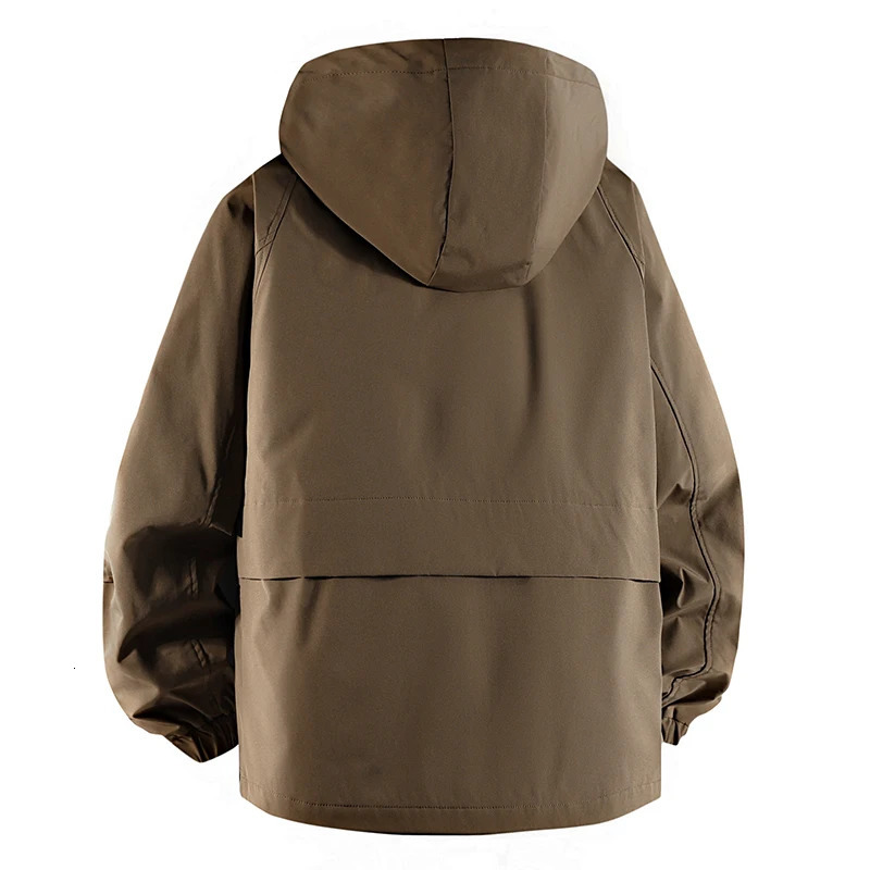 Mens jacket with hooded large pocket windproof slotted size 6XL 7XL 8XL Plus waterproof camping loose and soft 250313