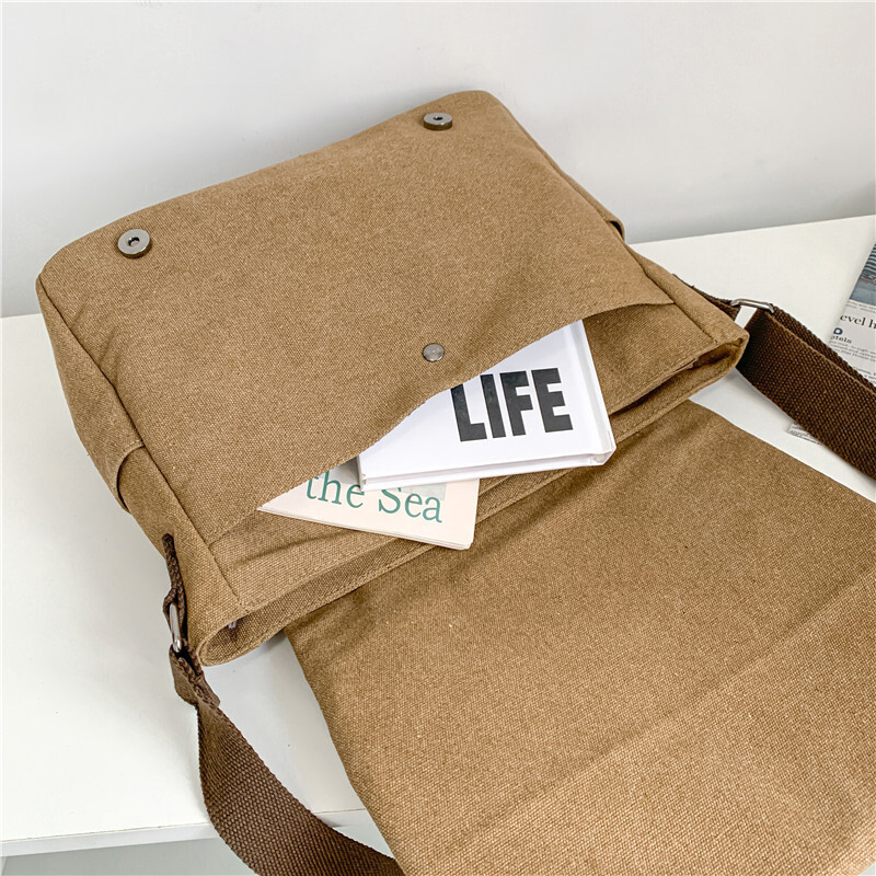 designer bag Academy canvas trendy men's workwear casual shoulder large capacity messenger crossbody bag, horizontal style backpack