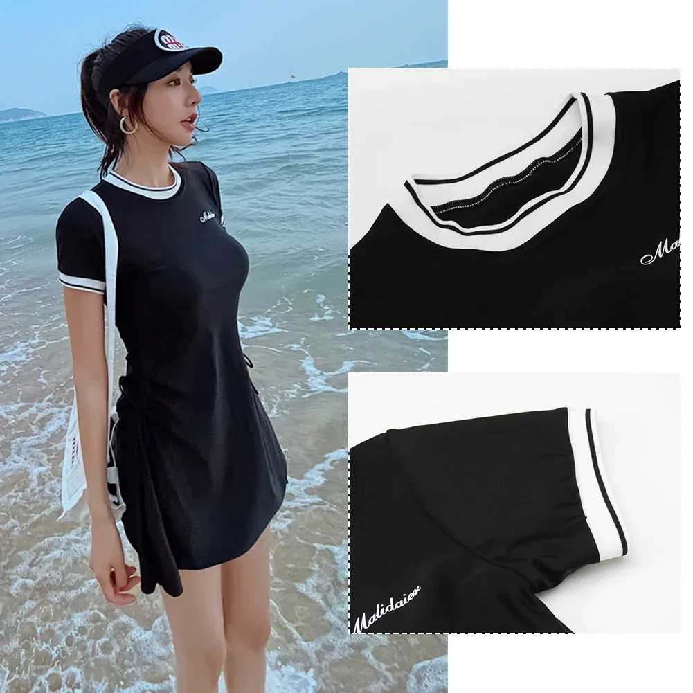 Profional swimsuit one-piece ski board with belt side drawstring swimsuit hot spring swimming pool eco-friendly bikiniXJ250315