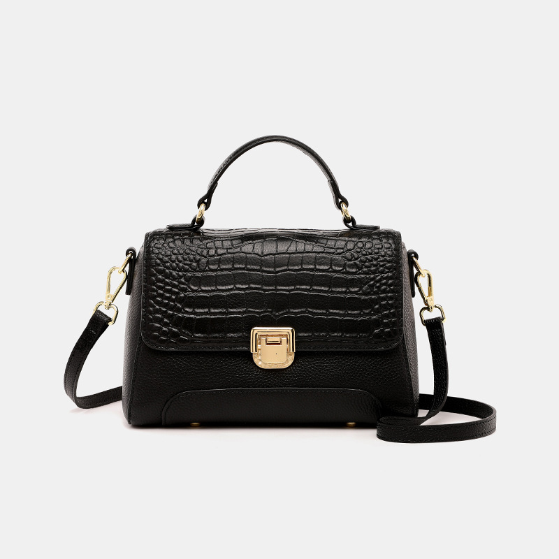 Genuine Leather Crocodile Pattern Top Layer Cowhide Shoulder 2024 New Trend Commuting Shopping High-End Feel Hand-Held Crossbody Bag