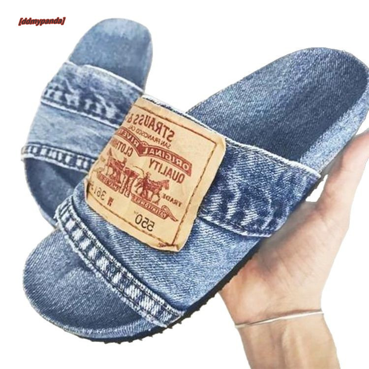 New 2025 Women's Sandals Beach Solid Color Casual Cowboy Fish Mouth Flat Heel Low cut Slippers ddmypanda