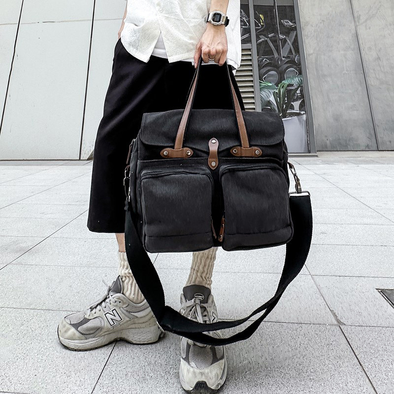 designer bag Large capacity canvas men's crossbody outdoor travel, multiple compartments, mailman bag, college trend, single shoulder handbag