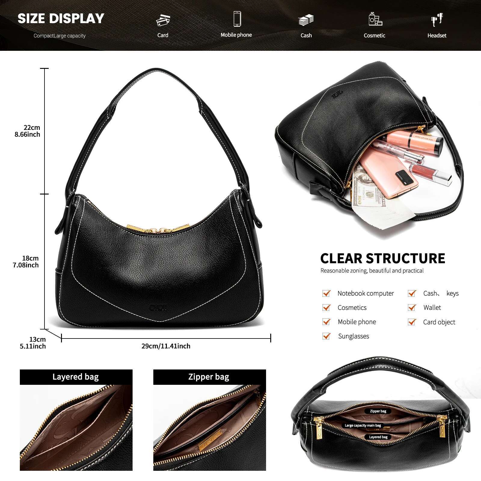 CHCH Handbag 2025 New Car Seam Dumpg Fashion Women's Shoulder Bag