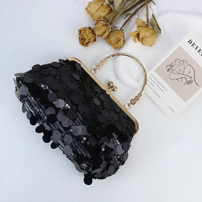 Vintage Glamorous Evening Clutch Bag for Women Retro Party Purse with Round Sequins Perfect for Weddings PromsFormal Events 250311