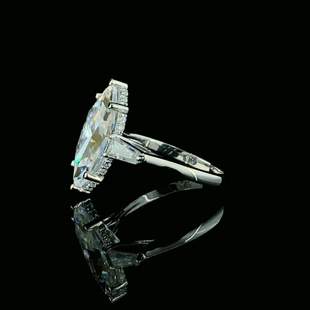 Valentine Special Gift 14K Gold Wedding Band Ring with Marquise Cut Moissanite Diamond Engagement for Anniversaries