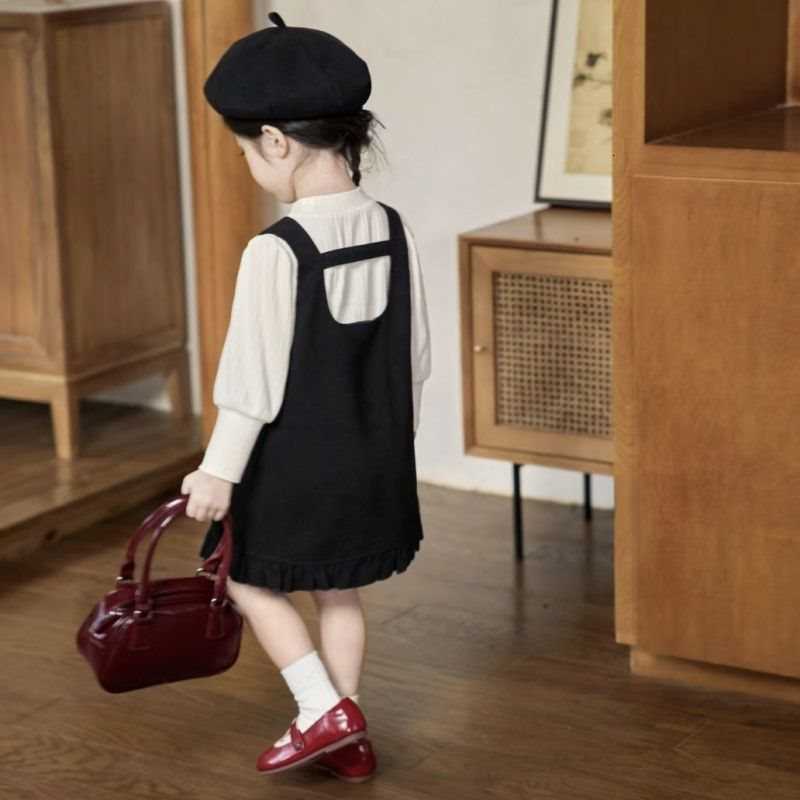 Girl's Dresses Girls' dress 2025 autumn Korean version children's fashion temperament girls' bow vest skirt sweet princess skirt