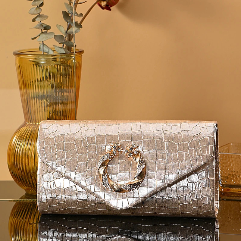 stone print simple clutch bag Wedding party dinner bag Retro large capacity fashion clutch bag Metal chain shoulder bag 250311