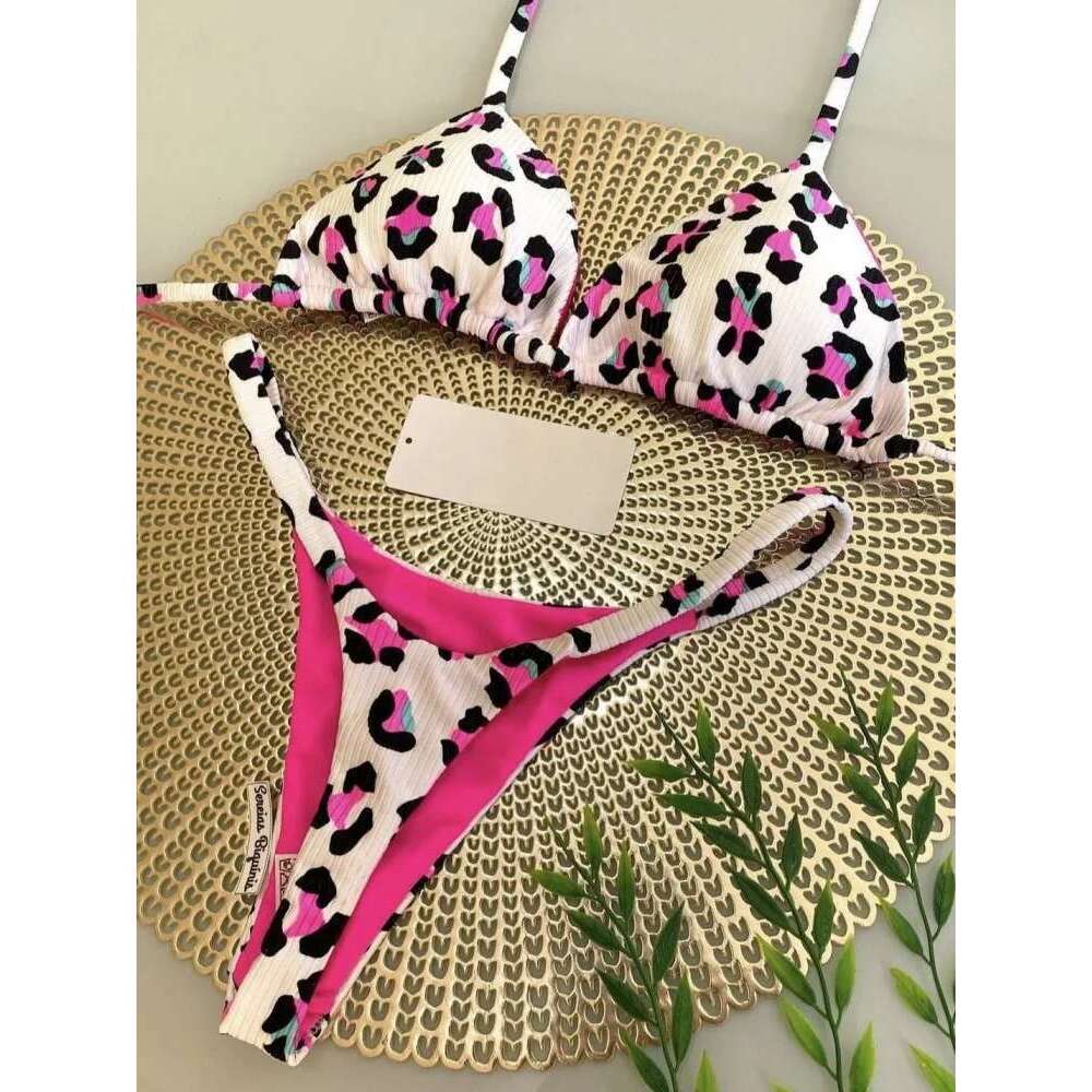 Swimsuit women's cute cherry print Brazilian thong bikini set sexy thong swimsuit two-piece set swimsuit women's 2023 beachwear