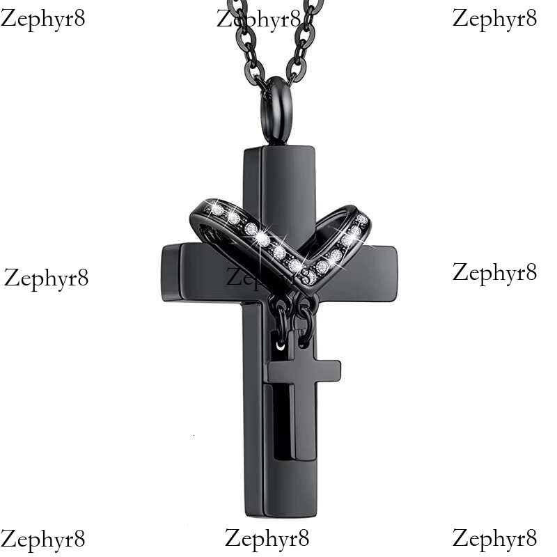 High Quality Cremation Memorial Pet Urn Ashes Jewelry Stainless Steel Double Cross Necklace for Men Women