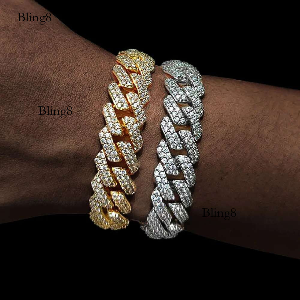Hip Hop Jewelry 15/20mm 2/3 Row Chunky Cuban k Iced Out Zirconia Fashion Rock Rapper Bracelet