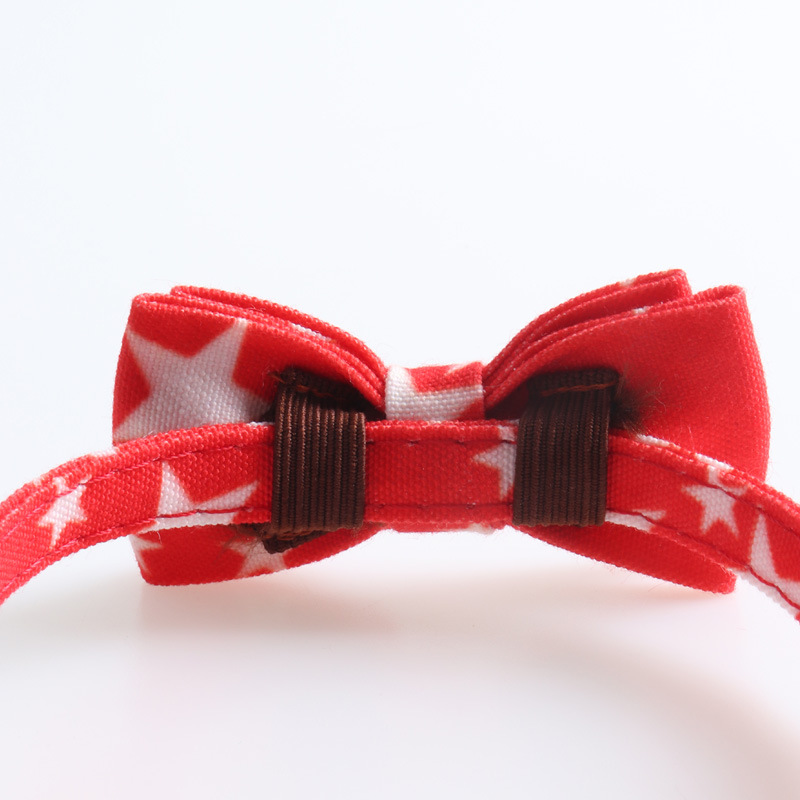 Breakaway Cat Collar with Cool Bow Tie Bell, Butterfly Kitty Collar with Blue Background with White Pentagram Pattern Ideal for Girl Cats Boy Male Cat