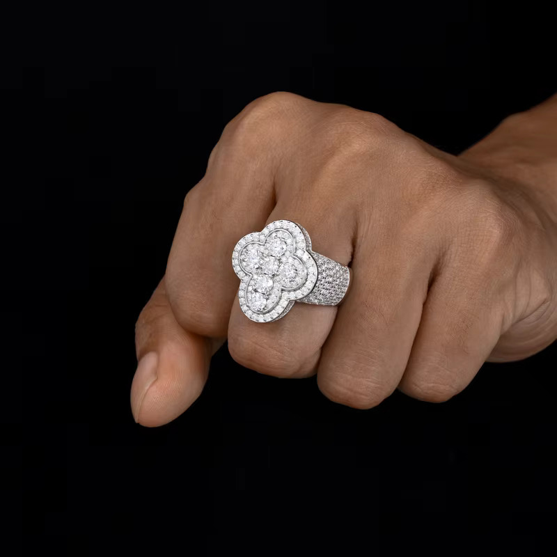 Rock Rapper Jewelry S925 Sterling Silver Cross Moissanite Hip Hop Full Iced Out Fashion Rings for Men