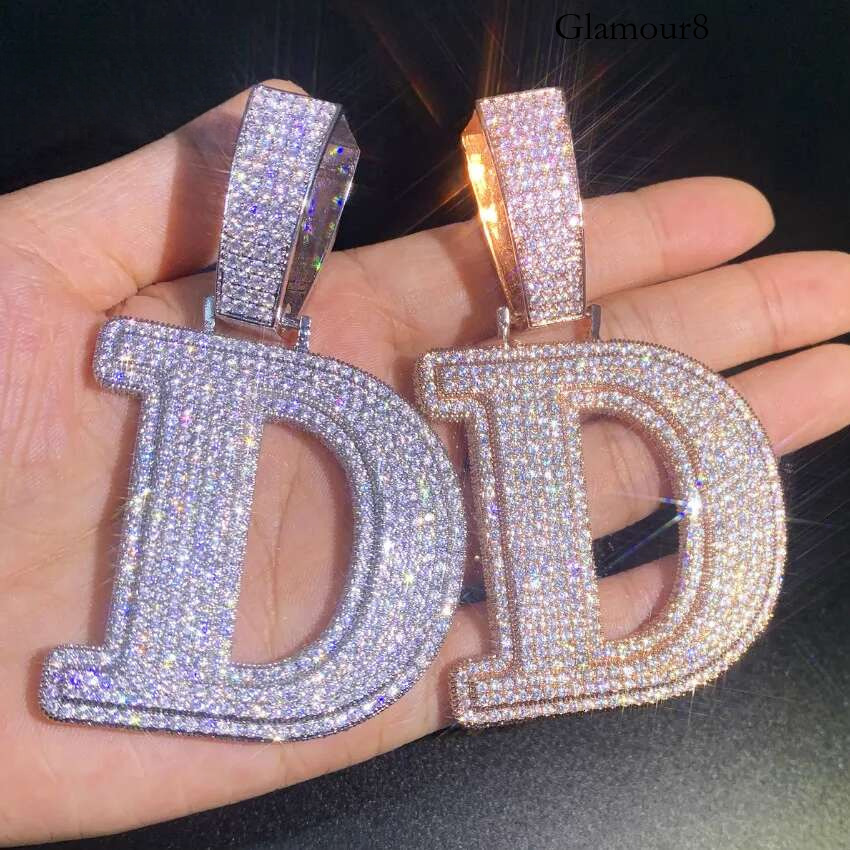 CUC Double Layer Initials Letter Pendant Iced Out CZ Zircon Hip Hop Necklace For Men Women Chain Customized Jewelry Single A-Z