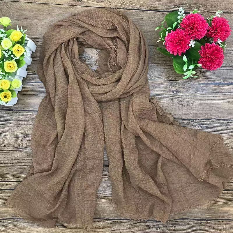 T293 cotton and linen scarf for women thin 2025 spring and autumn new soft cotton silk scarf shawl solid color couple neck scarf
