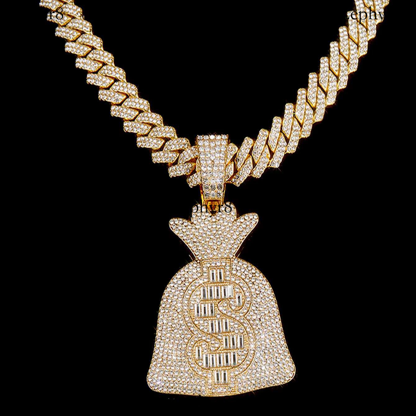 2025 New model Personalised Ice Candy Coin Money Bag Pendant Dia Cuban Necklace Hip Hop Rap Jewellery
