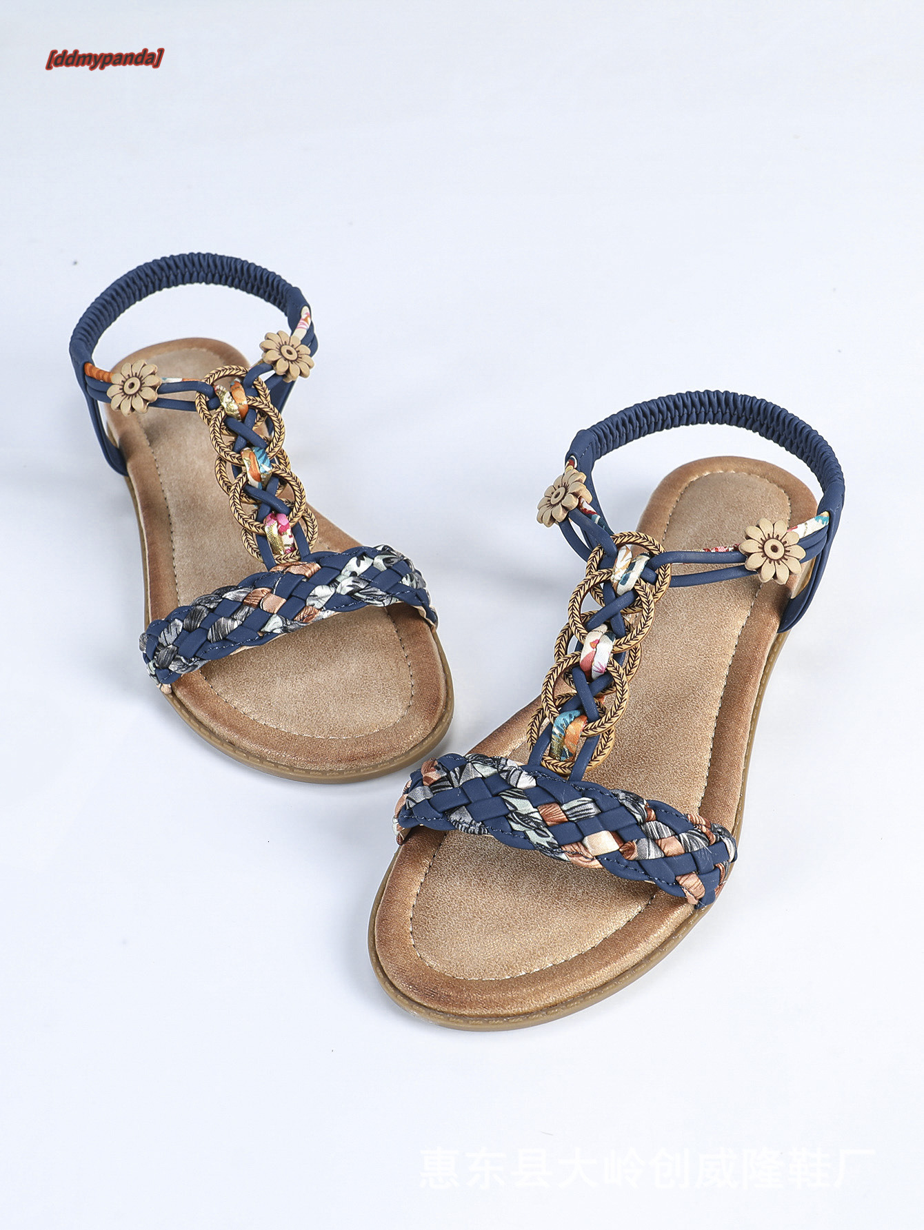 Bohemian 2025 Summer New Small Fragrant Style Large Beach Shoes Women's Flat Sandals ddmypanda