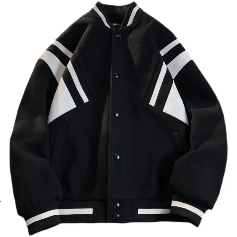 Bomber jacket mens and womens heavyweight hiphop patch work baseball collar uniform sports casual couple 250312