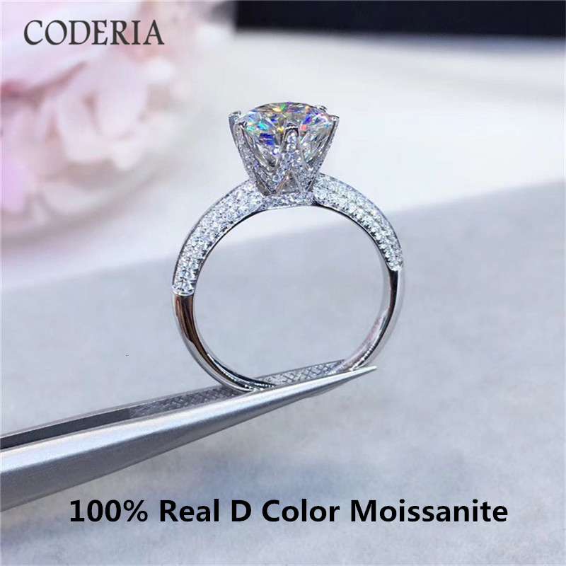 1CT 3CT 5CT High Quality Cut D Color High Clarity Moissanite Diamond Birthday Party Ring For Women Luxury 18K Gold Jewelry Gift