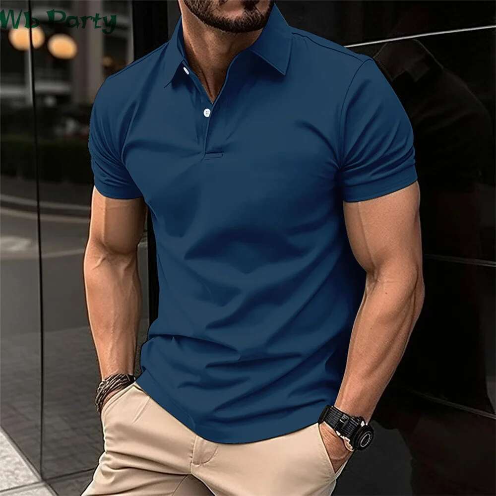 Fashion Men's Polo Simple Print T Shirt Lapel Short Sleeve T-Shirt Haruku Street Shirts For Men New In Tops & Tees