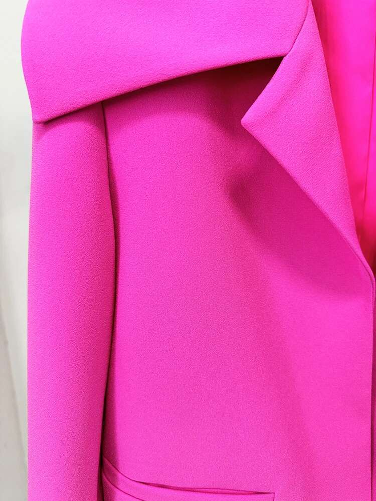 HIGH STREET Newest 2024 Designer Set Women's Cropped Blazer Jacket Pants Suit 2Pcs
