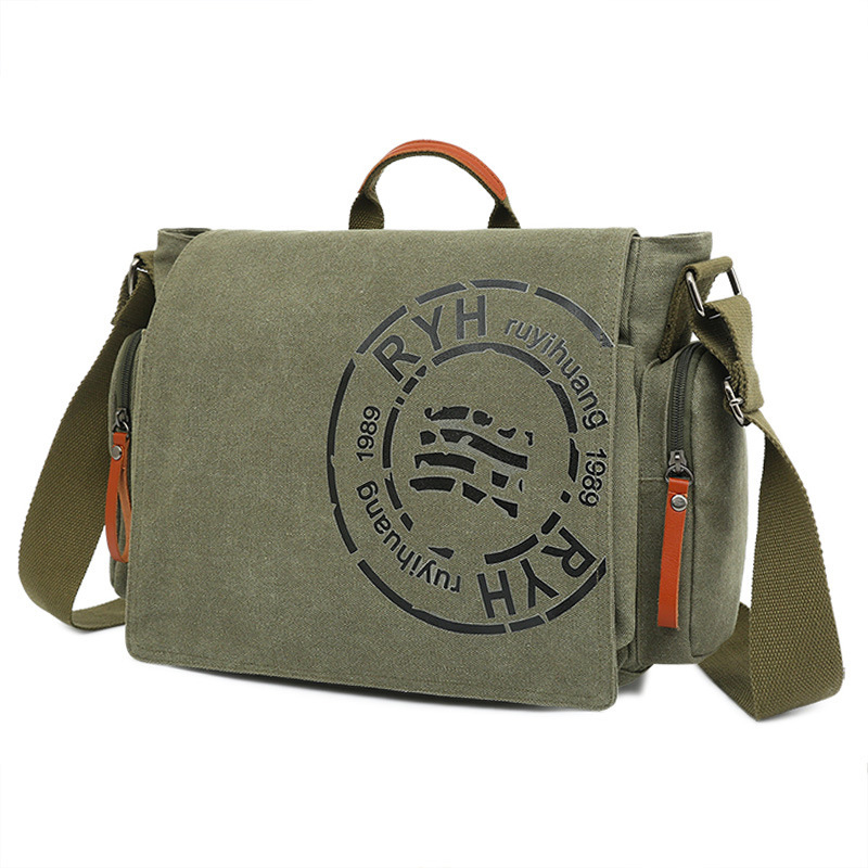 Canvas backpack with multiple compartments, fashionable shoulder business and leisure handbag, crossbody bag, men's official document computer ba