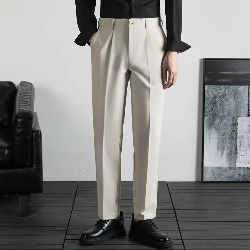 Spring and Autumn Korean Fashion Men Trousers High Quality Elegant Man Dress Pants Summer Classic Mens Formal Clothes 250313