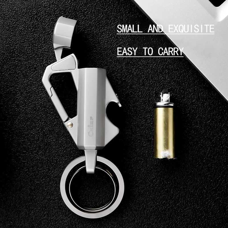 Metal Multi-function Keychain Kerosene Lighter Outdoor Bottle Opener Tools ic Grinding Wheel Ignition Smoking AccessoriesC250315