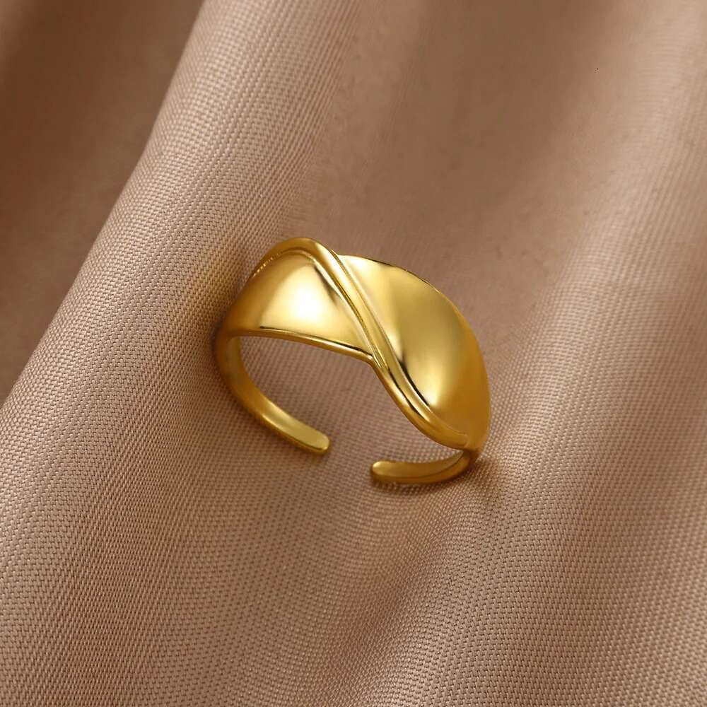 Romantic Heart Rings for Women Girls Gold Color Stainless Steel Ring Retro Opening Couple Band Aesthetic Wedding Jewelry anillos