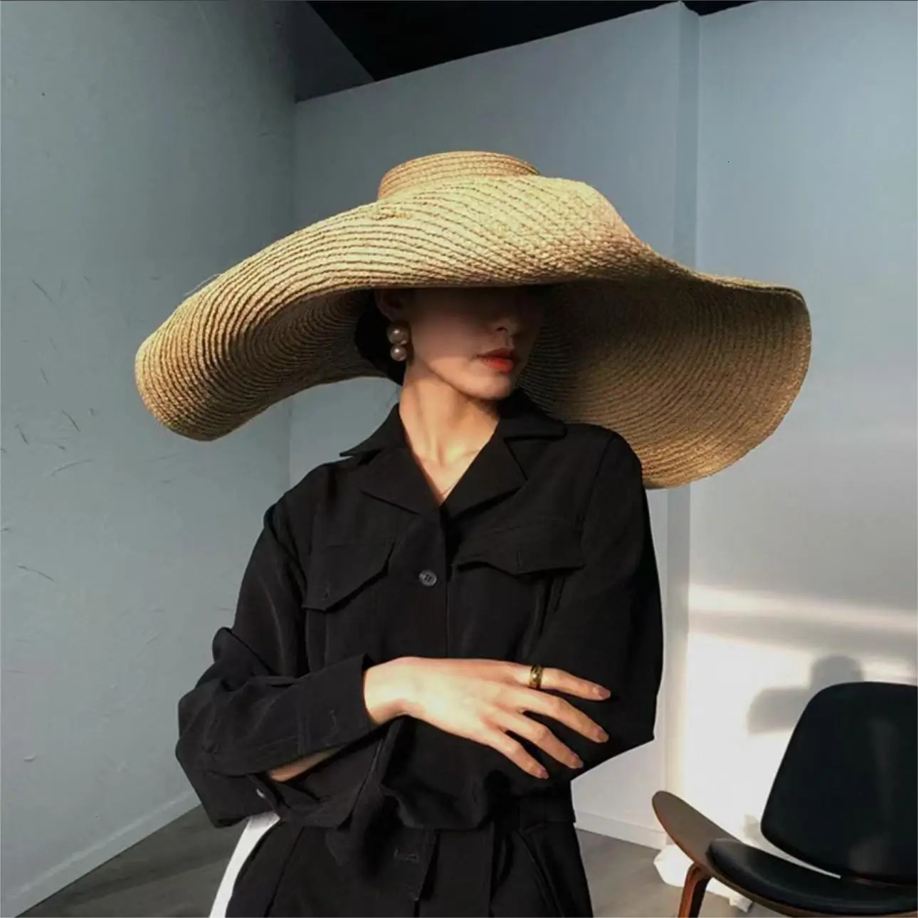 70cm Oversized Wide Brim Sun Hat Travel Large UV Protection Beach Straw Hats Womens Summer Floppy Foldable Chapeaux Wholesale 250314