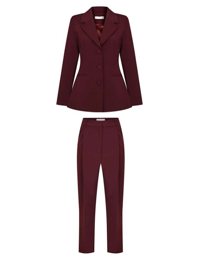 Urban Solid Women Set Slim Lapel Long Sleeve Single Breasted Blazer Pleated Pencil Pants 2025 Spring Fashion Lady Outfit