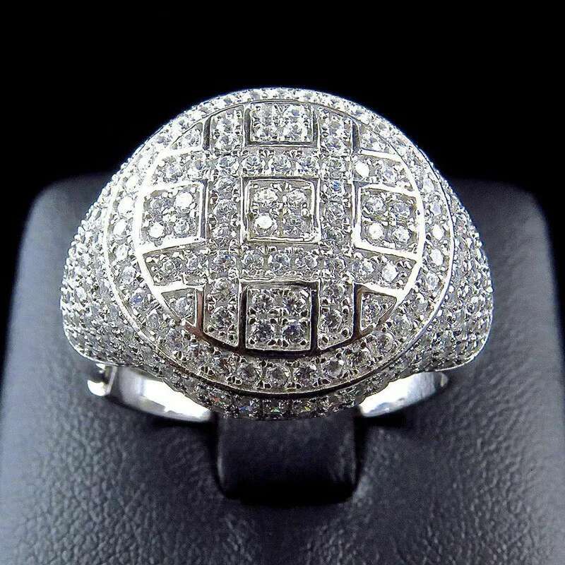 girl Round Rings Men's Sier Color Iced Out Cubic Zircon Jewelry Ring Gifts gifts for men
