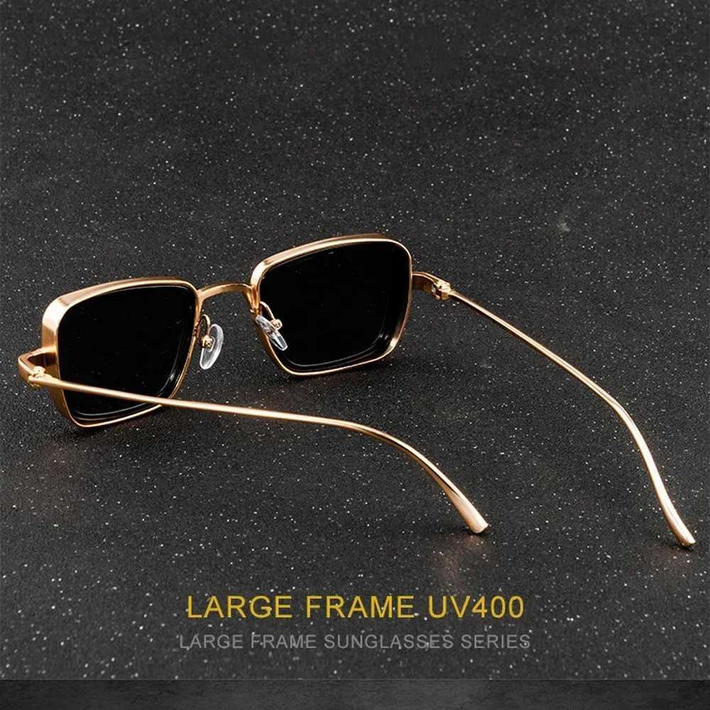 Stylish Retro Brand Shades Men Women Sun Glasses UV400 Square Vintage Metal Steampunk Sunglasses W250315
